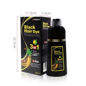 Black Hair Dye Shampoo for Gray Hair Coverage Hair Color Shampoo Herbal Hair Dye Shampoo 3 in 1 for Men and Women, Instant Color Shampoo 500ml