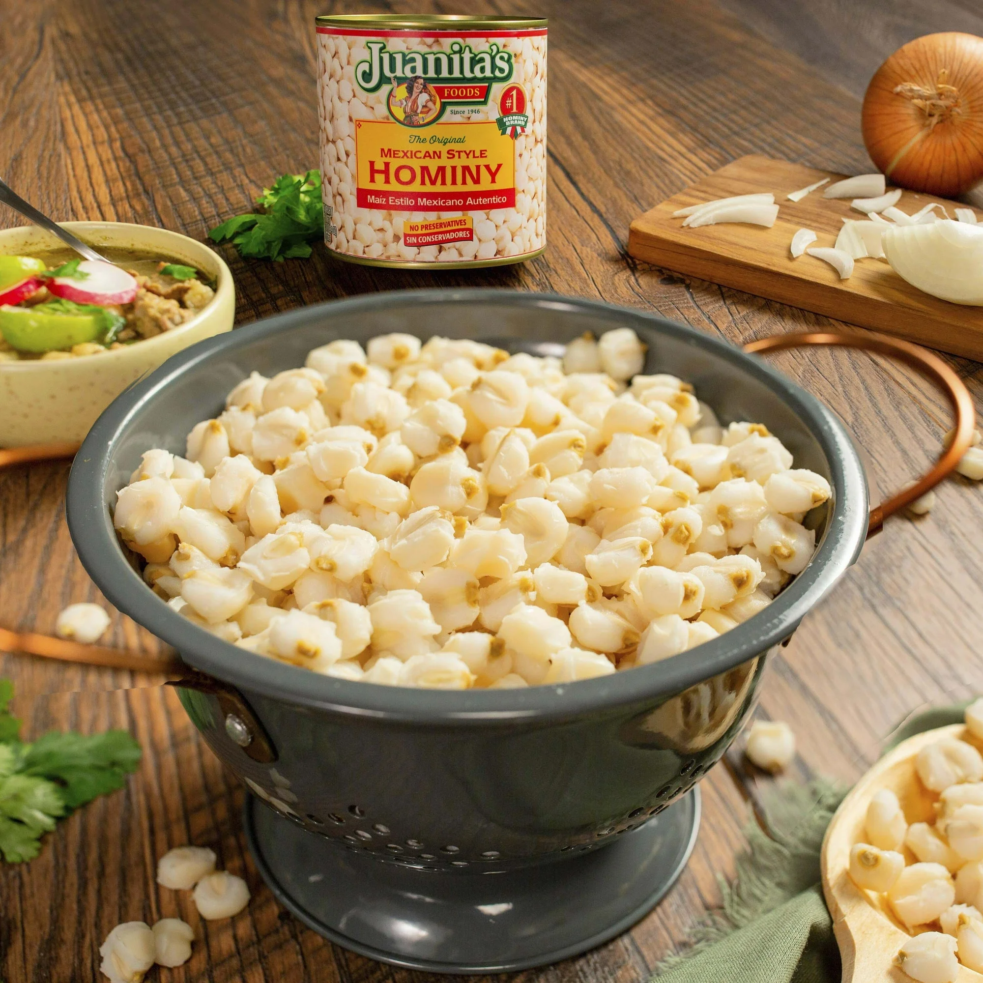 Juanita’s Foods Mexican Style Hominy 110 oz Can – Authentic Mexican Corn