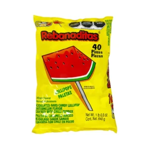 CP Super Rebanaditas Sandia Sin Chile 24/40 – Watermelon Lollipop Candy, 20 Pack