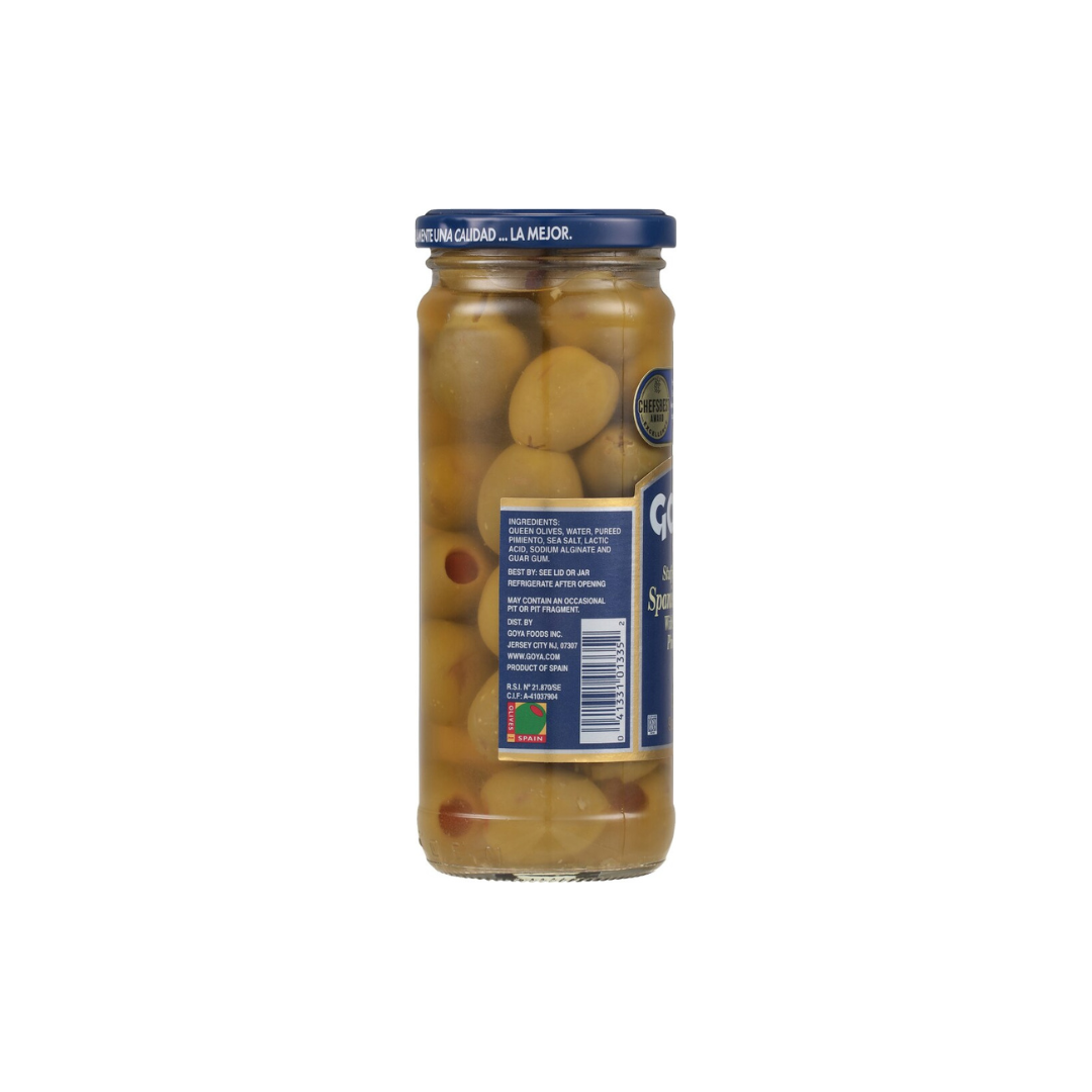 Goya Stuffed Queen Spanish Olives with Minced Pimientos – gourmet snack olives in jar