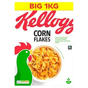 Kellogg’s Corn Flakes Breakfast Cereal 1 kg pack – crunchy and nutritious morning cereal