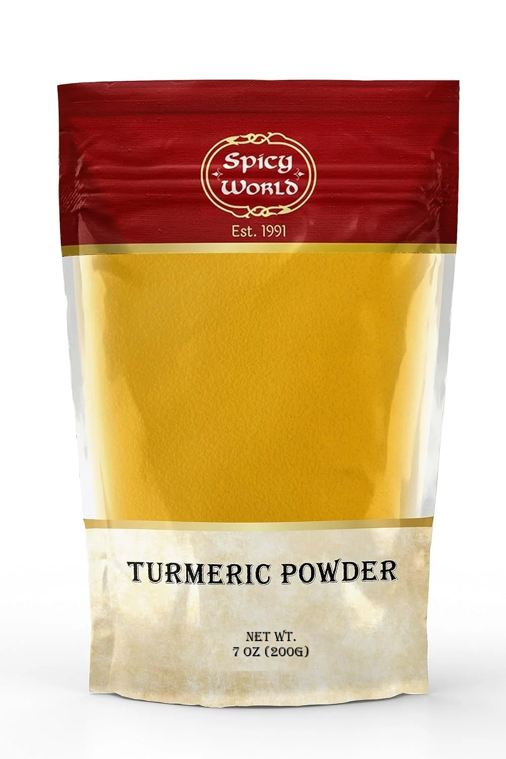 Spicy World Turmeric Powder 7oz Bag – Pure Indian Turmeric with Curcumin