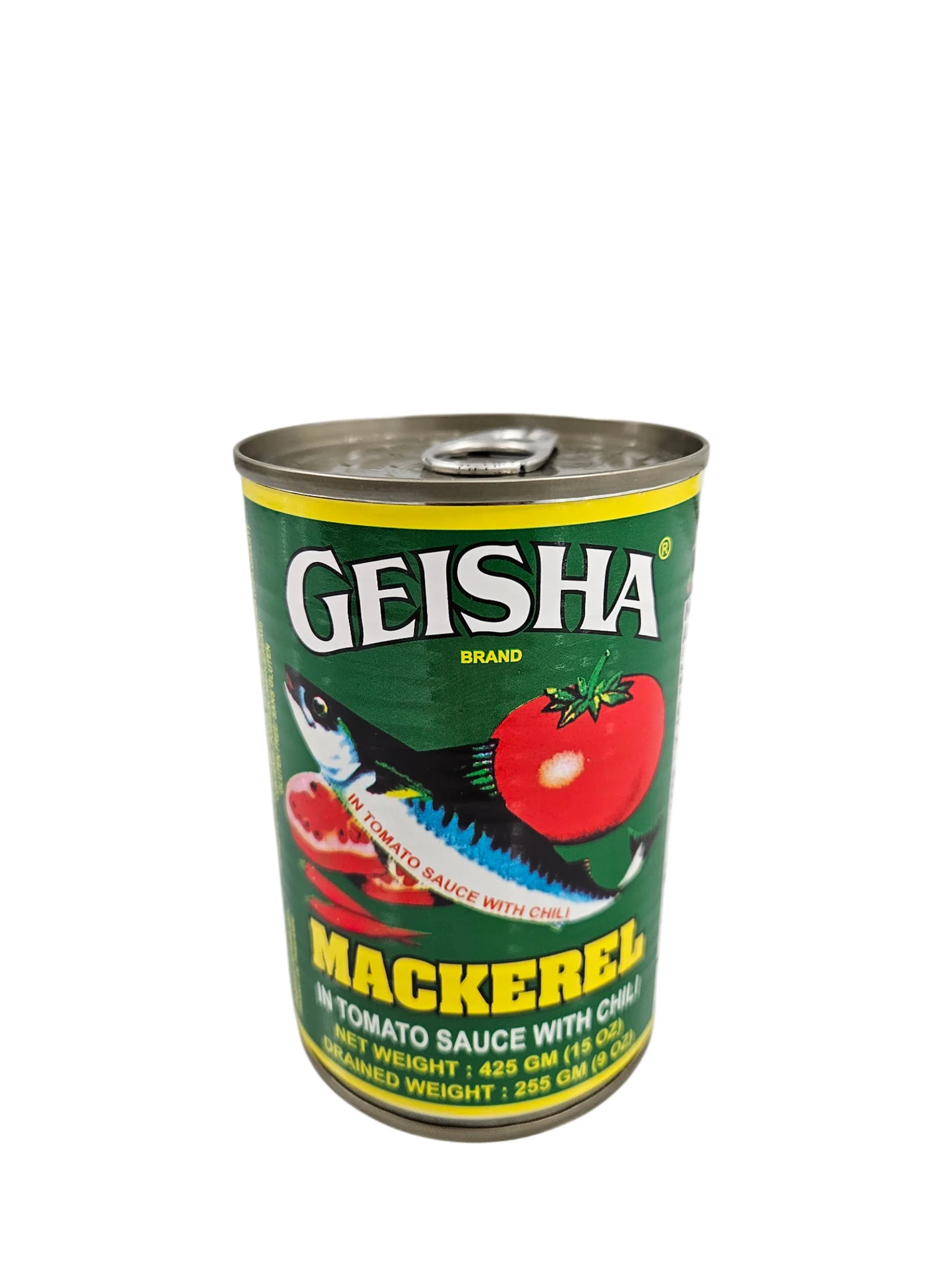 Geisha Mackerel in Tomato Sauce with Chili 15 oz can – spicy mackerel canned fish