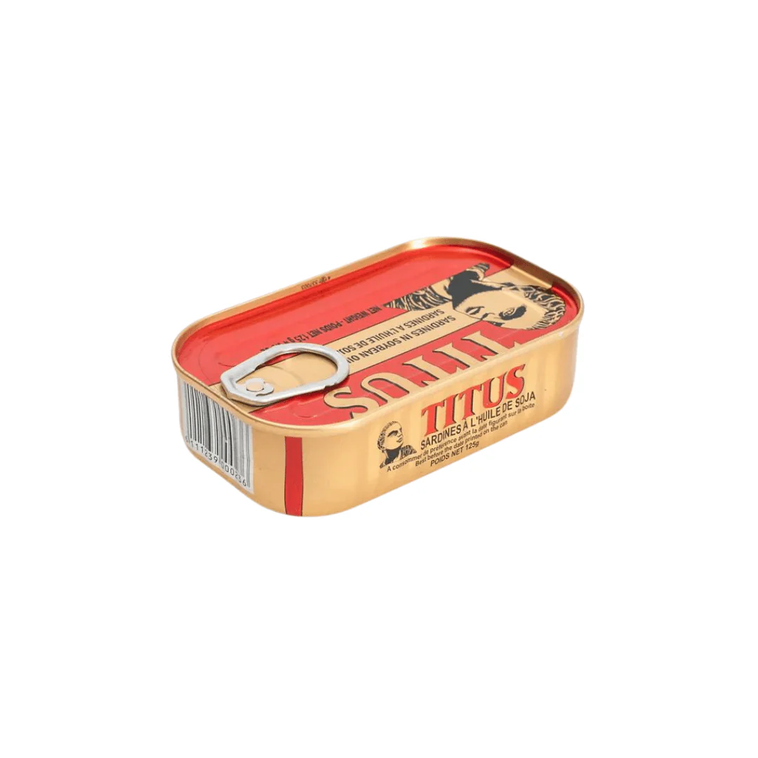 Titus Sardine in Soybean Oil 125g tin of premium canned sardines rich in nutrients