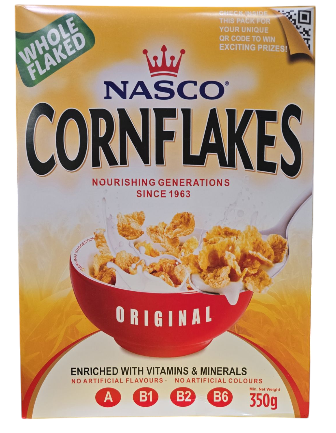 Nasco Cornflakes 350 g pack – crunchy, nutritious fortified breakfast cereal