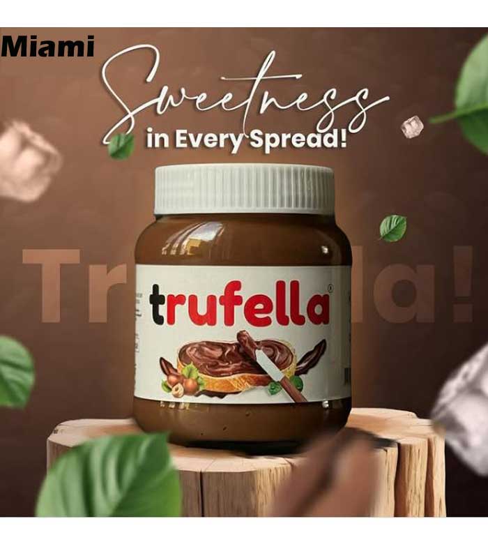 Miami Chocolate Spread – creamy cocoa spread in jar for bread, snacks, and baking