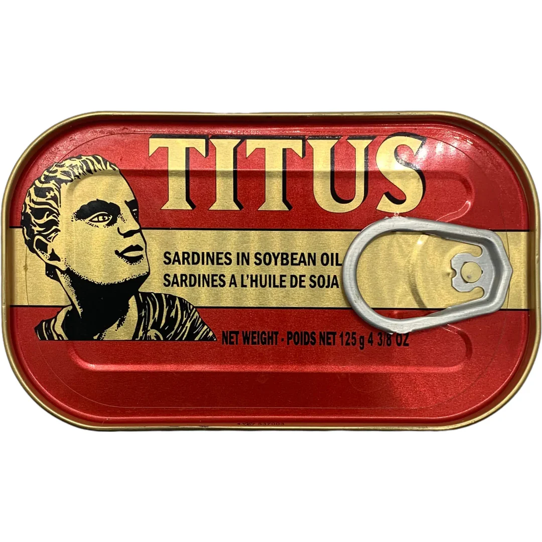 Titus Sardine in Soybean Oil 125g tin of premium canned sardines rich in nutrients